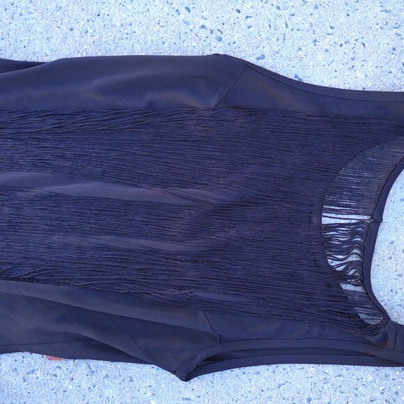 Sam Edelman Black Fringe Flapper Dress M Open Back Cocktail Party Gatsby - Picture 11 of 14